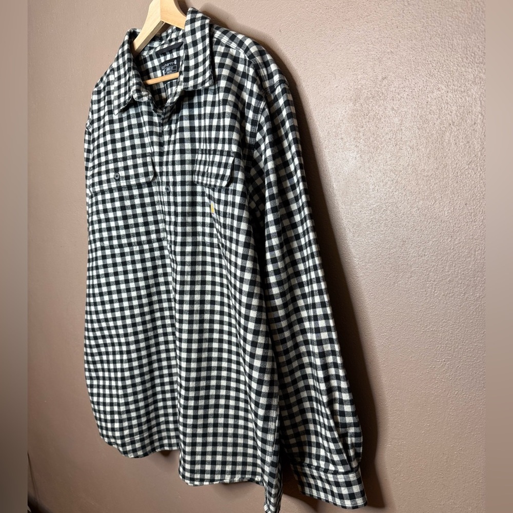 Carhartt Men's Loose Fit Plaid Flannel Long Sleeve Black & White Button Up XL - Picture 3 of 15